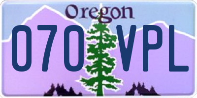 OR license plate 070VPL