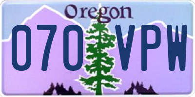 OR license plate 070VPW