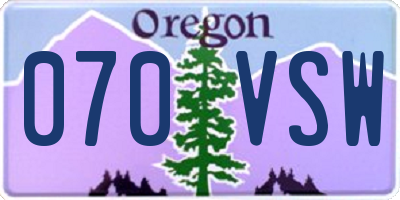 OR license plate 070VSW