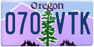 OR license plate 070VTK