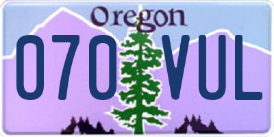 OR license plate 070VUL
