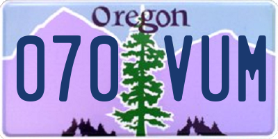 OR license plate 070VUM