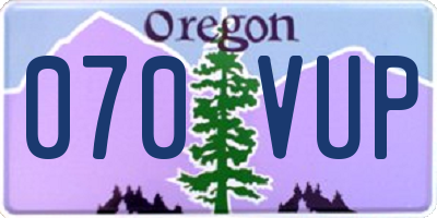 OR license plate 070VUP