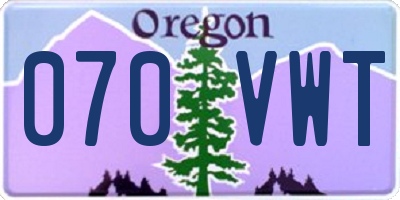 OR license plate 070VWT