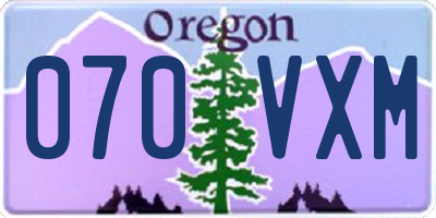 OR license plate 070VXM