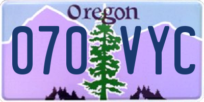 OR license plate 070VYC