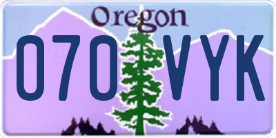 OR license plate 070VYK