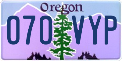 OR license plate 070VYP