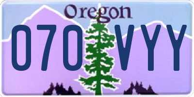 OR license plate 070VYY