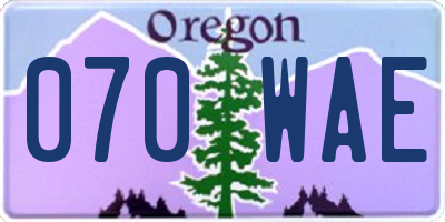 OR license plate 070WAE