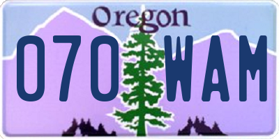 OR license plate 070WAM