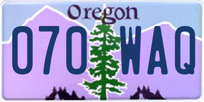 OR license plate 070WAQ
