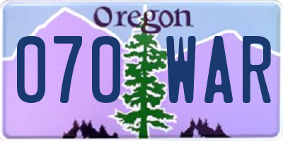 OR license plate 070WAR