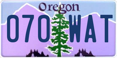 OR license plate 070WAT