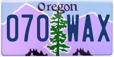 OR license plate 070WAX