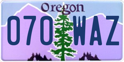 OR license plate 070WAZ