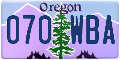 OR license plate 070WBA