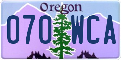 OR license plate 070WCA