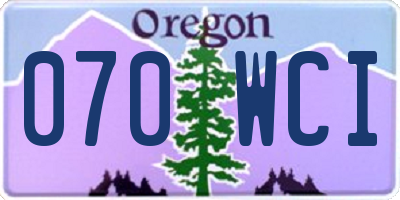 OR license plate 070WCI
