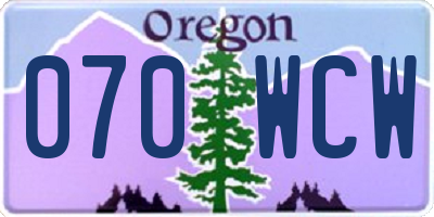 OR license plate 070WCW