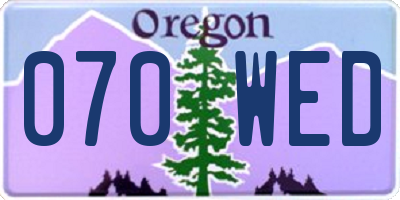OR license plate 070WED