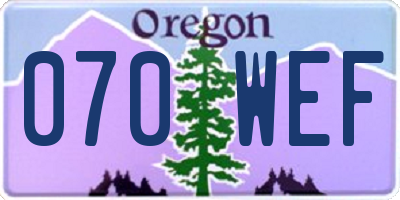 OR license plate 070WEF