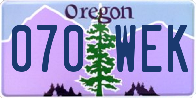 OR license plate 070WEK