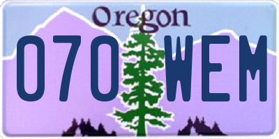 OR license plate 070WEM