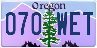 OR license plate 070WET
