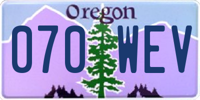 OR license plate 070WEV