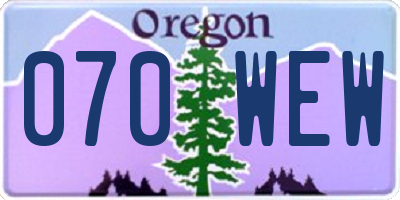OR license plate 070WEW