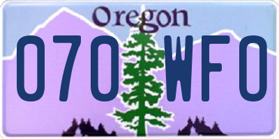 OR license plate 070WFO