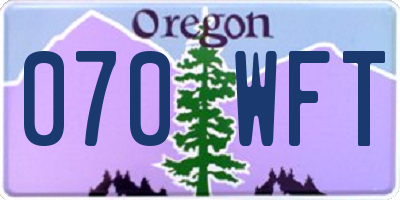 OR license plate 070WFT