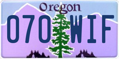 OR license plate 070WIF