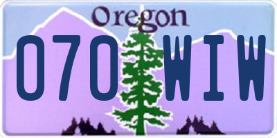 OR license plate 070WIW