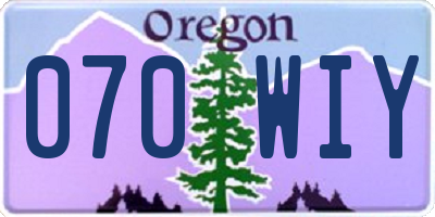 OR license plate 070WIY