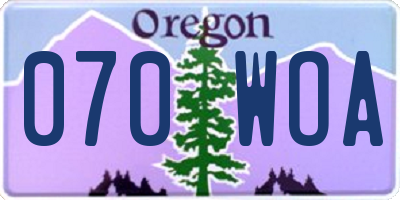 OR license plate 070WOA
