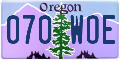 OR license plate 070WOE