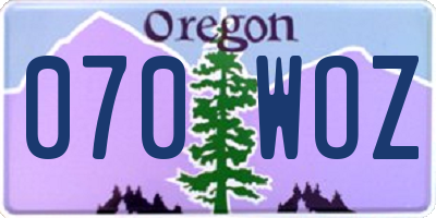 OR license plate 070WOZ