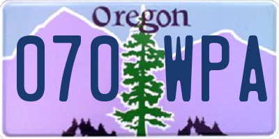 OR license plate 070WPA