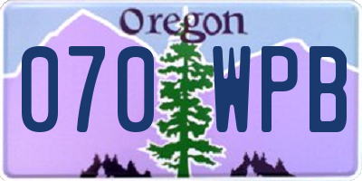 OR license plate 070WPB