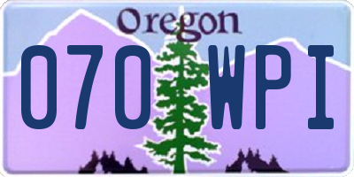 OR license plate 070WPI
