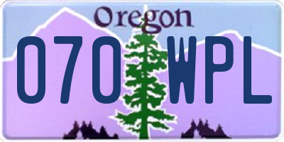 OR license plate 070WPL