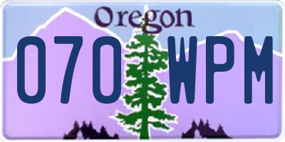 OR license plate 070WPM