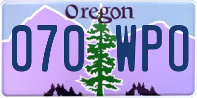 OR license plate 070WPO