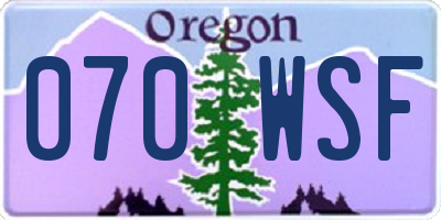 OR license plate 070WSF