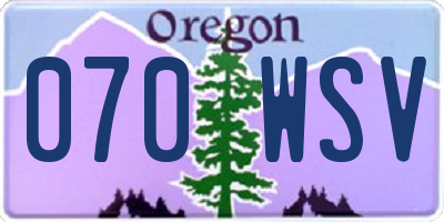 OR license plate 070WSV