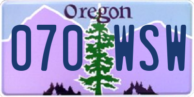 OR license plate 070WSW