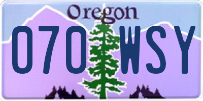 OR license plate 070WSY