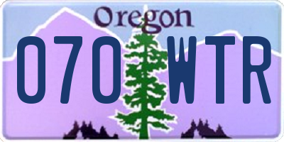 OR license plate 070WTR